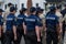 Uniformed police officers and Cadets during parade march