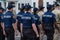 Uniformed police officers and Cadets during parade march