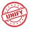 UNIFY text on red grungy vintage round stamp