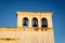 Unigue horizontal bell tower with 3 bells on church on San Francisco church in Granda Nicaragua.