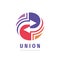 Union arrows direction - business logo design. Strategy development logo sign. Vector illustration