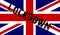 Union Jack flag with the text `lockdown`