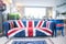 Union jack sofa isolate on white background with clipping path