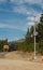 Union Pacific freight train at crossing