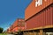 Union Pacific freight train transporting container cars