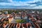 Union Square Timisoara under beautiful blue cloudy sky