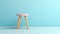 Unique 3d Rendered Pink Stool With Wooden Legs Against A Blue Wall