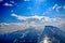 Unique airplane aerial view of central Swiss Alps.