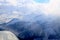 Unique airplane aerial view of central Swiss Alps.