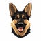 Unique Animated German Shepherd Dog Head Illustration