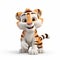 Unique Animated Tiger On White Background