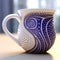 Unique Blue Mug With Swirled Patterns - Realistic 3d Design