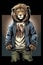 In a unique and captivating illustration, a lion wearing a hoodie is portrayed with a touch of humor and charm, creating a