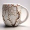 Unique Ceramic Coffee Mug With Realistic Cracks And Photobashing Style