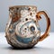 Unique Ceramic Mug With Photorealistic Details And Elaborate Gilding