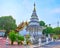 The unique chedi of Wat Phan Waen with stucco decorations, Chiang Mai, Thailand