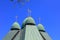 Unique Church dome with golden crosses in Toronto, Canada