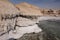 Unique coastline, natural salt formations and patterns, salt stalagmites in the Dead Sea shore.