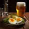 Unique Egg Salad Plate With Munich Helles Lager