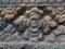 Unique Flower Pattern of medieval carved stone wall in Prasat Hin Muang Tam, Khmer Temple in Thailand