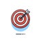 Unique flying bulls eye target point flat badge icon vector for website