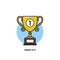 Unique flying trophy champions flat badge icon vector for website