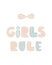 Unique Girls rule colored nursery hand drawn poster lettering scandinavian style