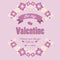 Unique greeting card happy valentine with ornate beautiful wreath frame. Vector