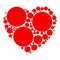Unique heart element. Heart made of circles. Clip-art for love, affection, marriage heart health concepts
