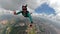 Unique images of a parachutist making selfie.