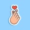 Unique korean love hand gesture sticker ready for print, valentine, love, red