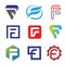 Unique letter F creative logo set vector