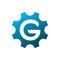 Unique letter g gear blue industry technology logo design