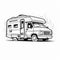 Unique Line Art Rv Illustration On White Background