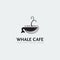 unique logo whale cafe  with orca like mug coffee vector