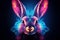 Unique Neon rabbit. Generate Ai