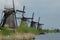 Unique panoramic view on windmills in Kinderdijk, Holland