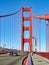 A unique perspective of San Francisco Golden Gate Bridge showing the pedestrian walkway