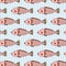 Unique Pink Fish Cute Illustration Seamless Pattern Vector.