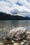 Unique rock on a peaceful lake in the Canadian wilderness