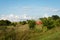 Unique round red barn surrounded by open farmland in rural Illinois.