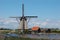 Unique rural panoramic view with windmills in Kinderdijk, Holland