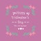 Unique shape leaf and floral frame, isolated on an elegant magenta background, for happy valentine greeting card template design.