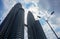 Unique shot of twin tower with clean blue sky at afternoon  Kuala Lumpur