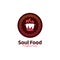 Unique Soul food kitchen restaurant logo with hot pot logo icon and african ethnic pattern