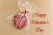 Unique stylish red heart cookie, happy valentine`s day text