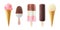 Unique summer popsicle and ice cream treats isolated on a white background