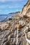 Unique tilted linear rock formations and tide pools in the Arroyo Hondo Beach, California