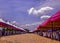 Unique traditional wedding tent with blue sky