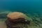 Unique underwater seascape with very large boulders in the Lake Superior